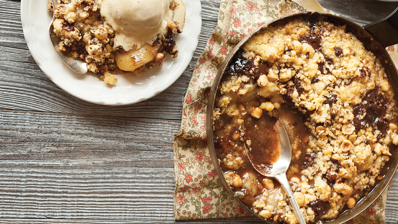 Pear, Chocolate and Hazelnut Crumble Saturday AM