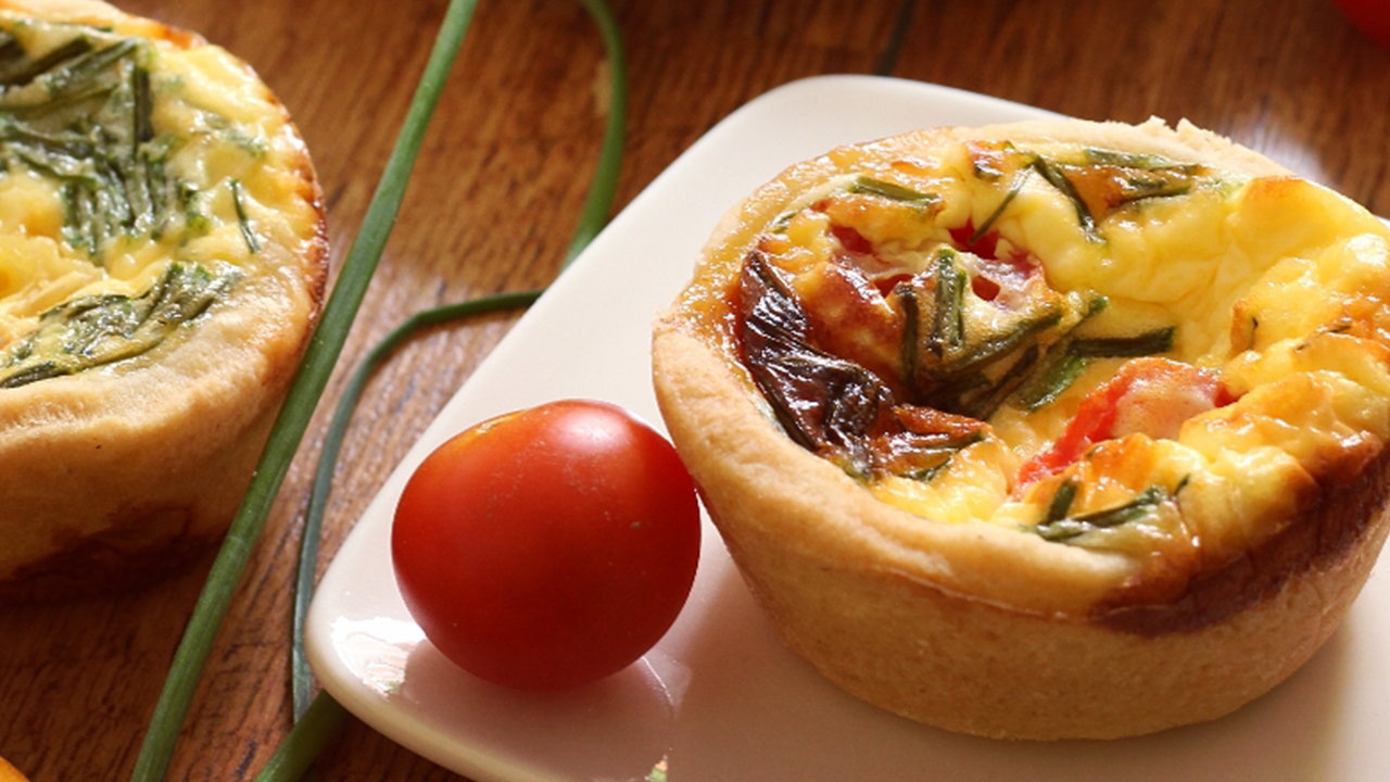 Mini Sour Cream, Tomato & Chive Quiches