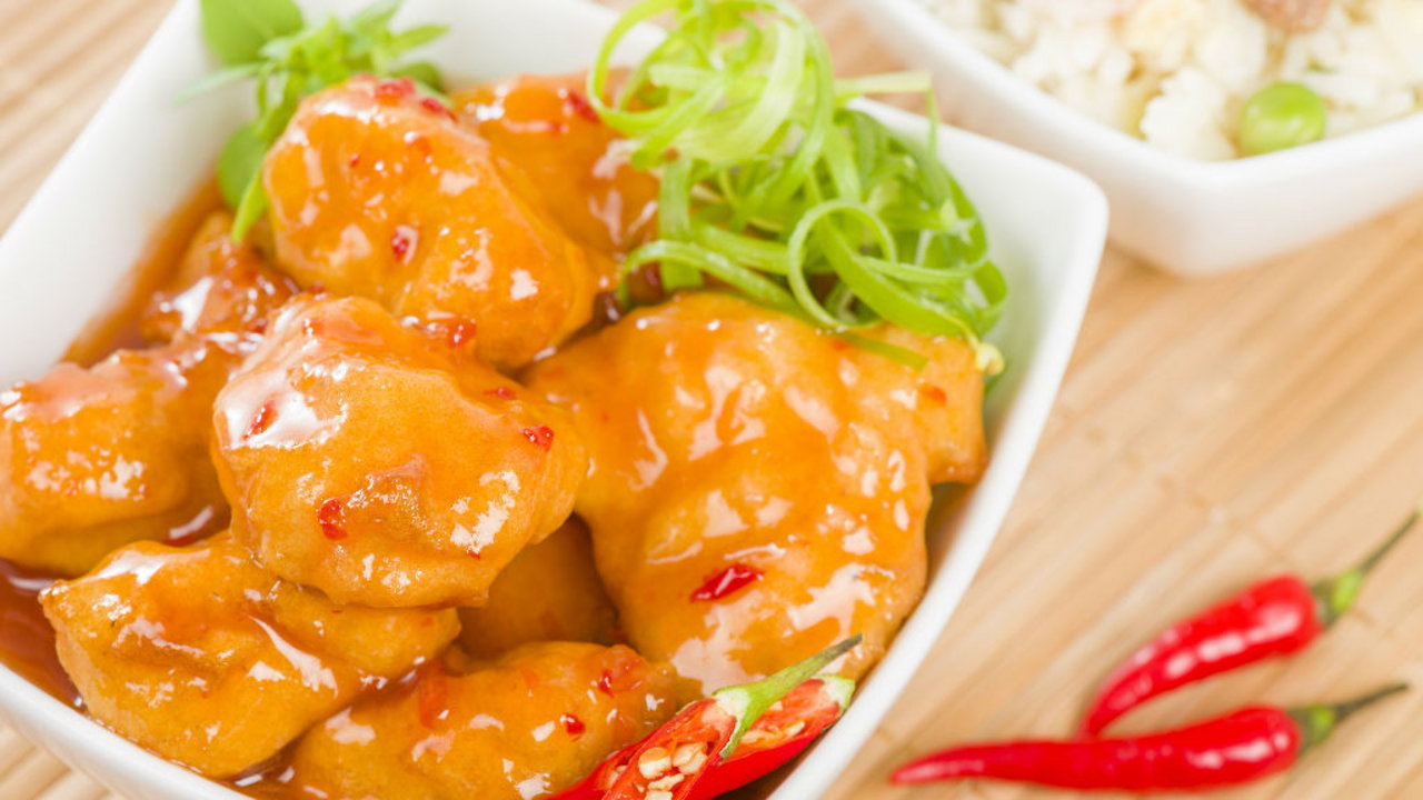 Crispy Honey Chilli Chicken Bites with Sticky Coconut Rice