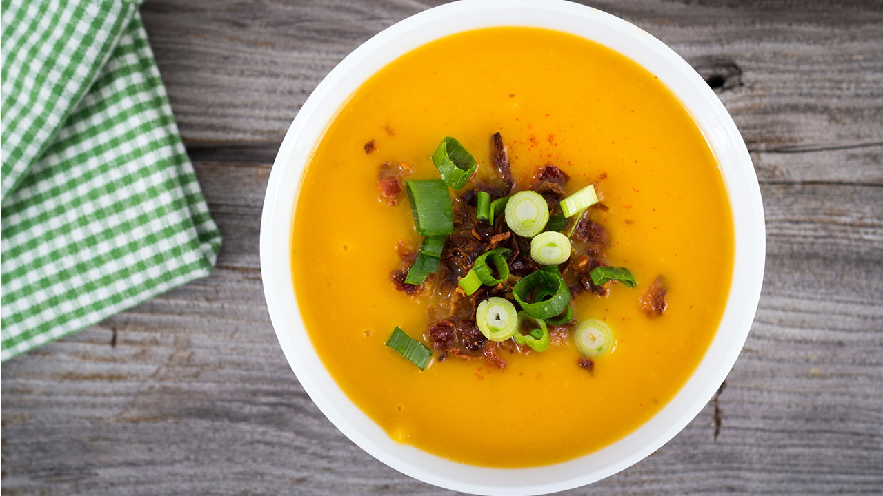 Roasted Butternut Squash and Smoked Bacon Soup