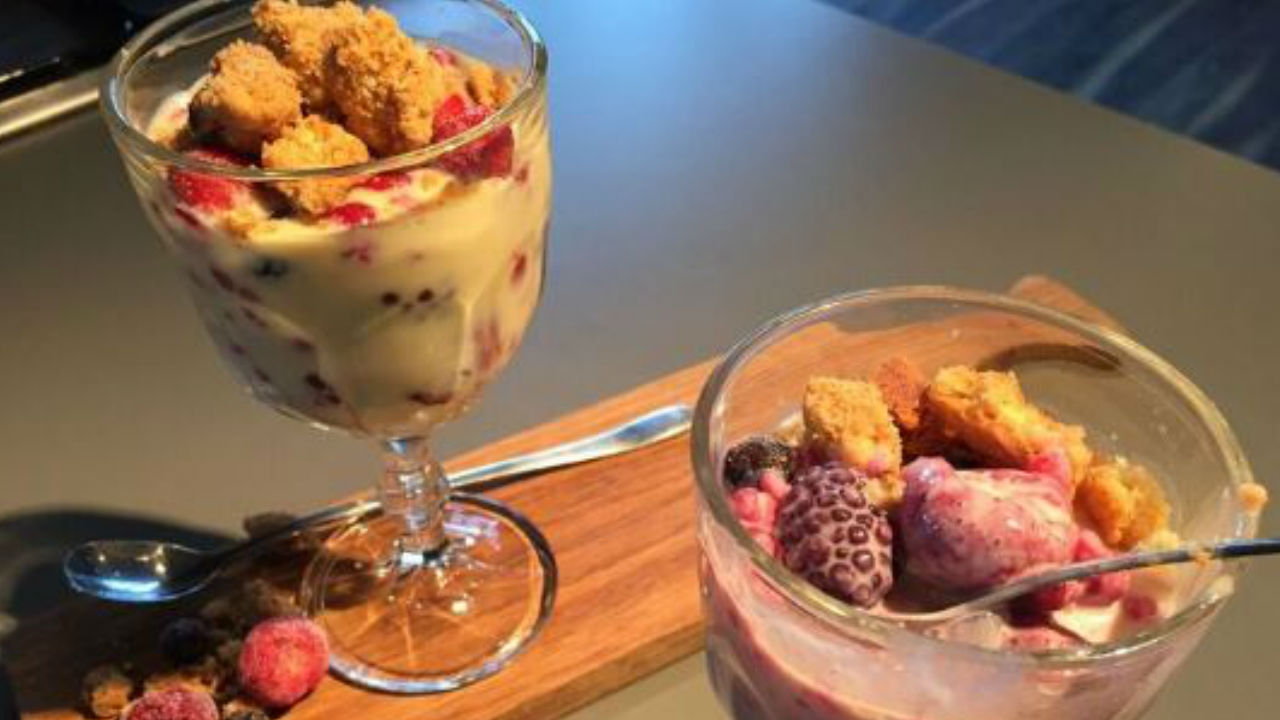 Frozen berries with white chocolate sauce The Six O'Clock Show