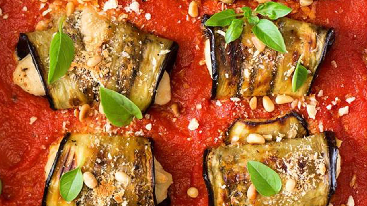 Vegan Aubergine Involtini with Almond Ricotta | The Six O'Clock Show