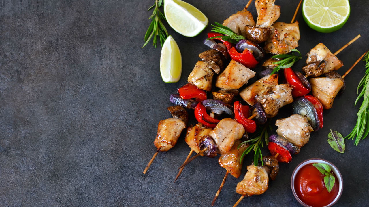 Joe's Summer Chicken, Pineapple and Red Pepper Skewers with a Sticky Sauce