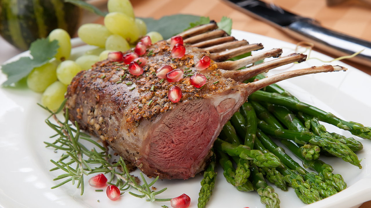 Herb-Crusted Rack of Lamb with Sweet Potato