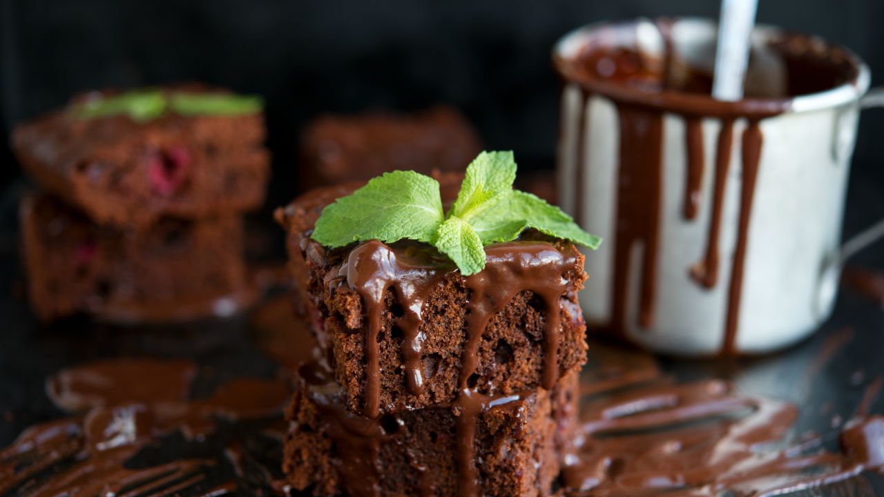 Aerated Hot Chocolate Mousse with Pumpkin Brownies