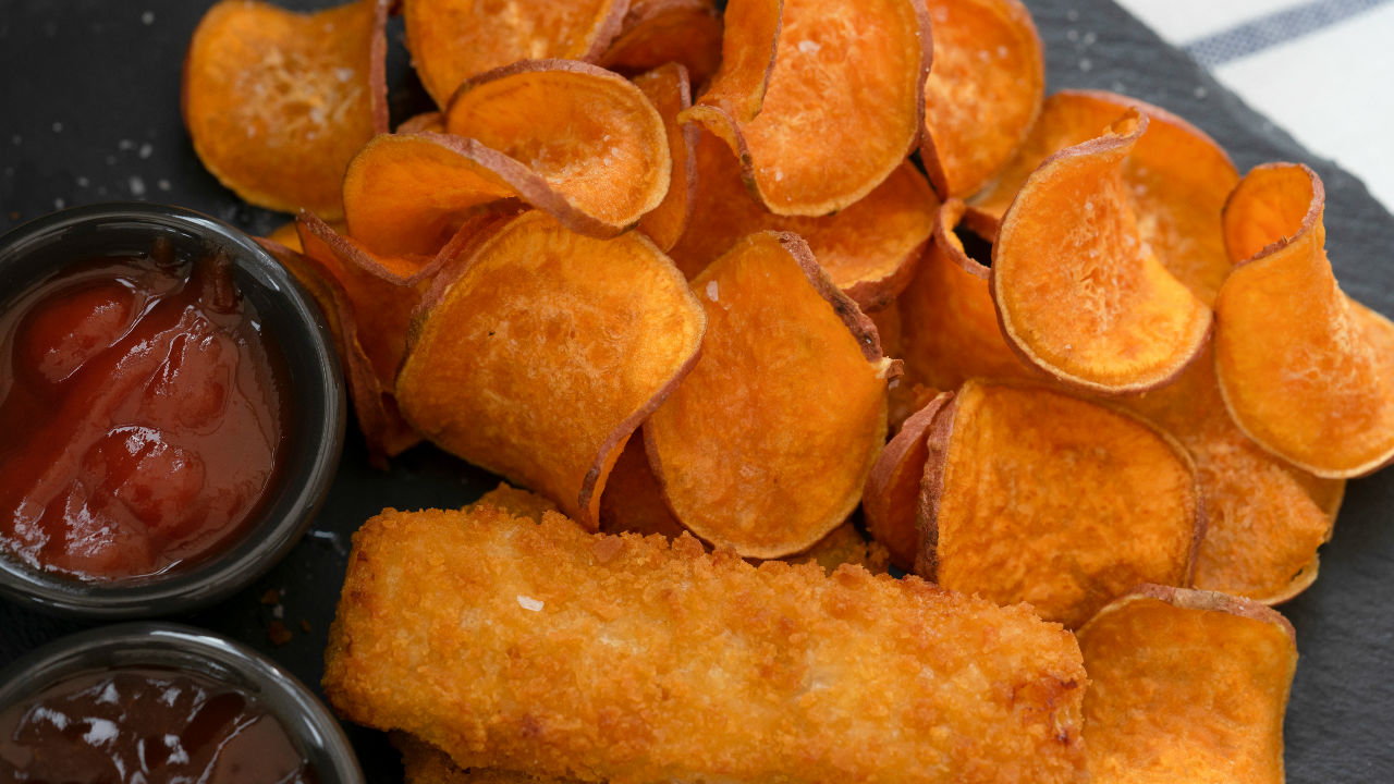Panko Cod Fingers with Sweet Potato Wedges