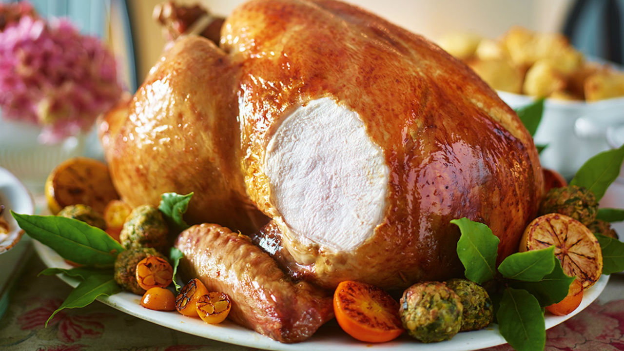 Perfectly Roasted Old-fashioned Turkey with herb stuffing