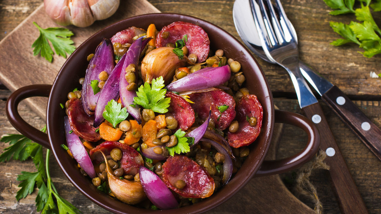 Gourmet Sausages with Puy Lentil The Six O'Clock Show