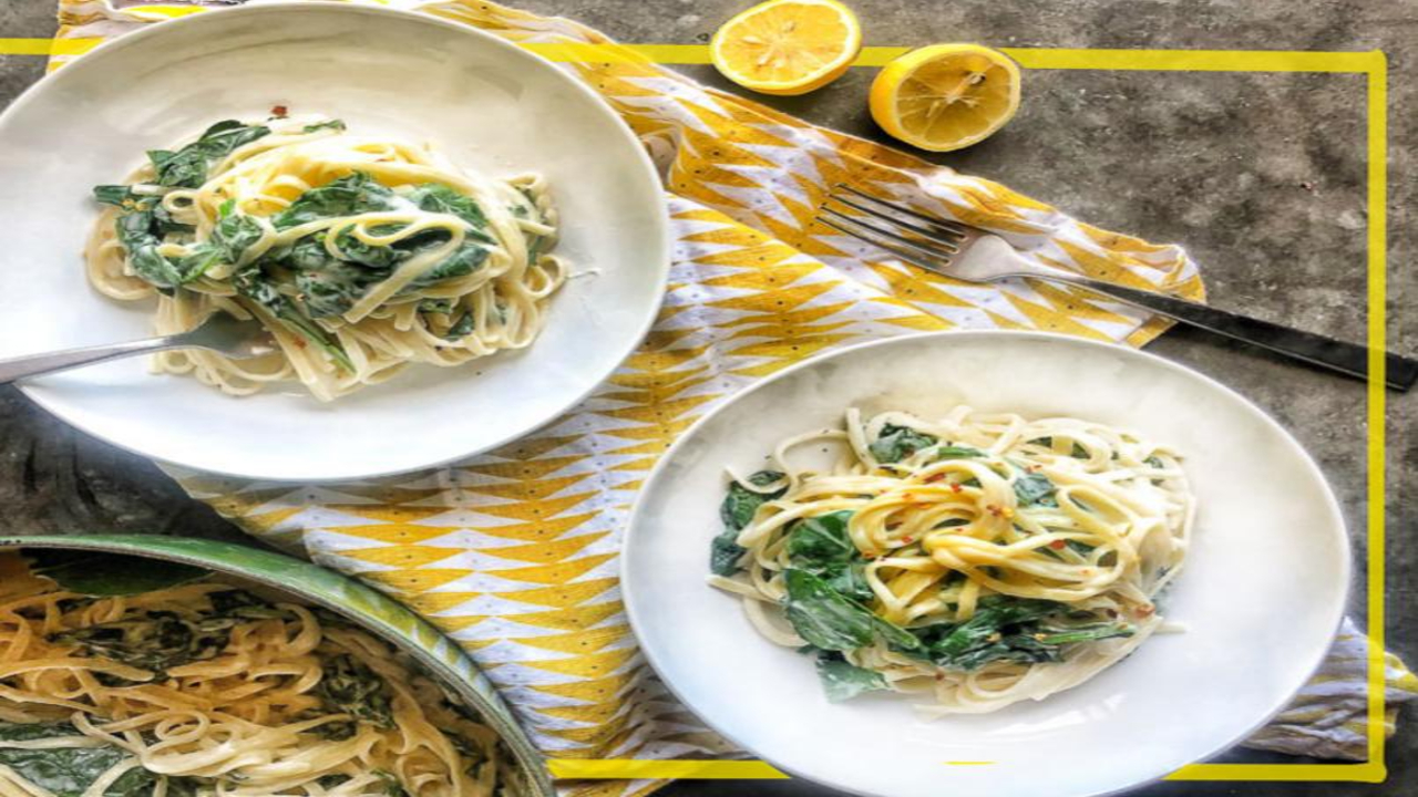 Creamy Goats Cheese & Spinach Linguine The Six O'Clock Show
