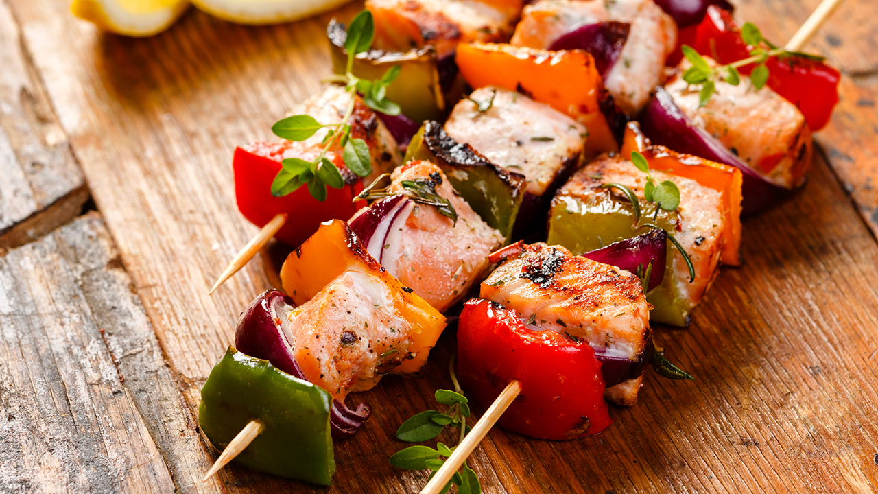 Tikka Salmon Skewers with raita Ireland AM