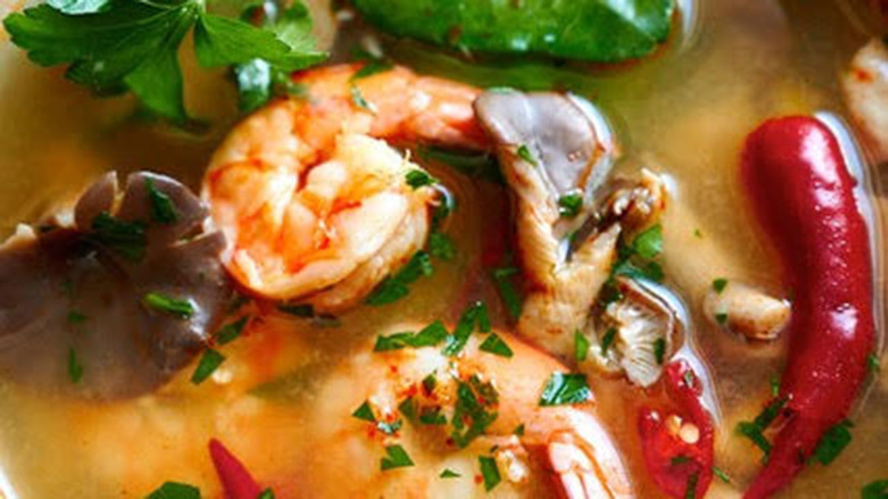 Tom Yum Chicken & Prawn Rice Noodle Broth The Six O'Clock Show