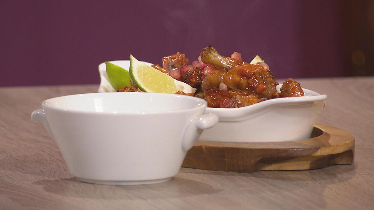 Chipotle Spiced Chicken Wings with Crozier Blue Cheese Crème Fraiche