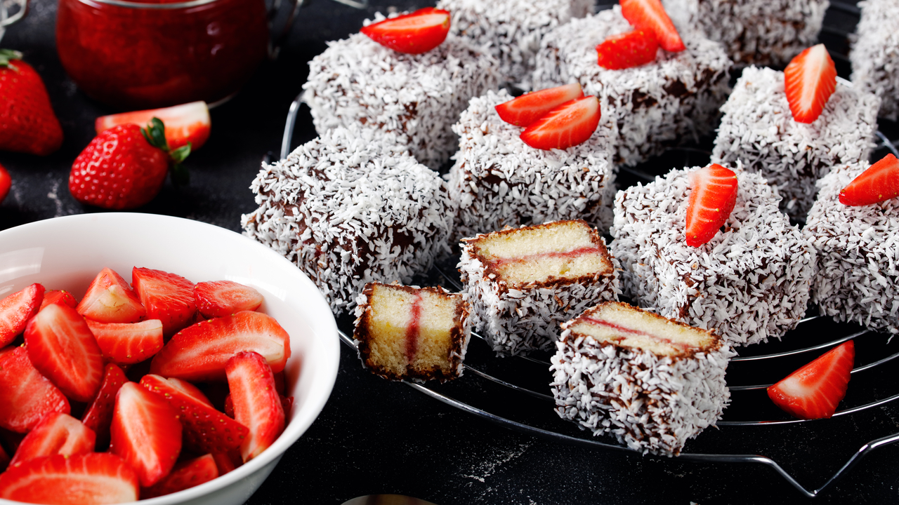 Strawberry Jam Coconut Squares Ireland AM